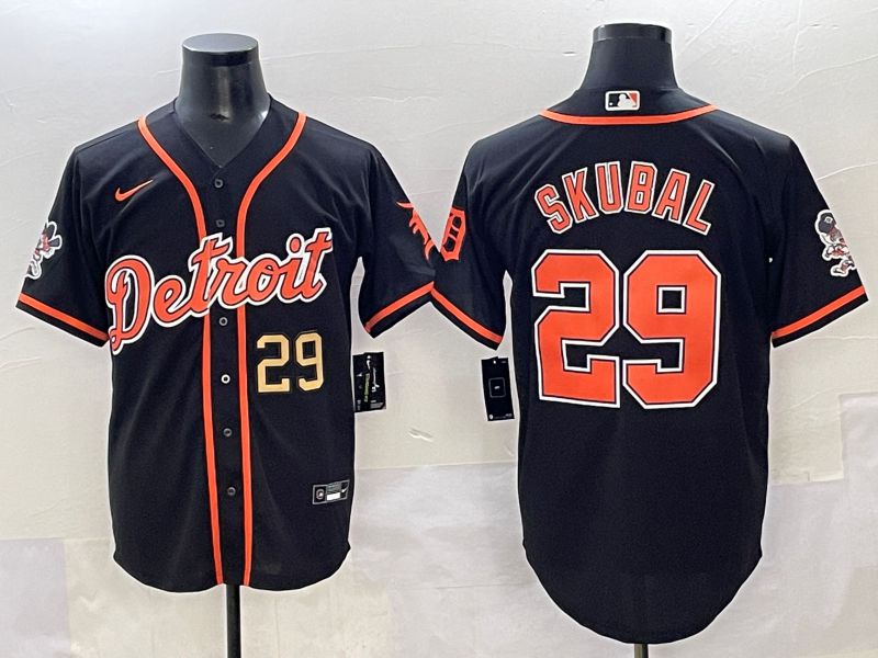 Men 2025 Detroit Tigers #29 Skubal Black Joint Name Nike MLB Jersey style 4->pittsburgh pirates->MLB Jersey